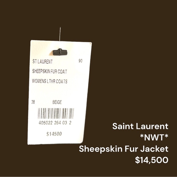 NWT! Saint Laurent sheepskin fur coat • beige • women’s size 38 - Picture 6 of 13